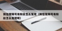 微信视频号有粉丝怎么变现（微信视频号有粉丝怎么变现呢）