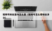 视频号粉丝查询怎么查（视频号怎么看粉丝多少）