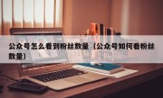 公众号怎么看到粉丝数量（公众号如何看粉丝数量）