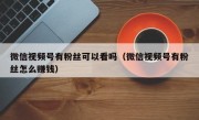 微信视频号有粉丝可以看吗（微信视频号有粉丝怎么赚钱）