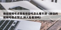微信视频号点赞有收益吗怎么看不到（微信的视频号我点赞过,别人能看到吗）
