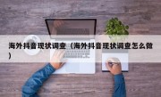 海外抖音现状调查（海外抖音现状调查怎么做）