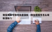微信视频号如何快速涨粉（微信视频号怎么吸粉涨粉?）