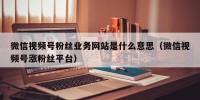 微信视频号粉丝业务网站是什么意思（微信视频号涨粉丝平台）