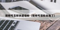 视频号怎样快速增粉（视频号涨粉太难了）