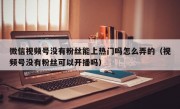 微信视频号没有粉丝能上热门吗怎么弄的（视频号没有粉丝可以开播吗）