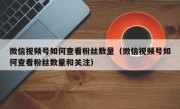 微信视频号如何查看粉丝数量（微信视频号如何查看粉丝数量和关注）