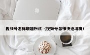 视频号怎样增加粉丝（视频号怎样快速增粉）