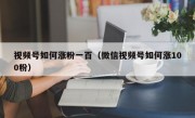 视频号如何涨粉一百（微信视频号如何涨100粉）