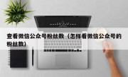 查看微信公众号粉丝数（怎样看微信公众号的粉丝数）