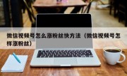 微信视频号怎么涨粉丝快方法（微信视频号怎样涨粉丝）