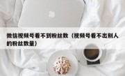 微信视频号看不到粉丝数（视频号看不出别人的粉丝数量）