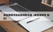 微信视频号粉丝团功能在哪（微信视频号 粉丝）