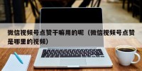 微信视频号点赞干嘛用的呢（微信视频号点赞是哪里的视频）