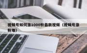 视频号如何涨1000粉最新视频（视频号涨粉难）