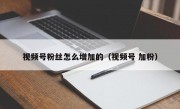 视频号粉丝怎么增加的（视频号 加粉）