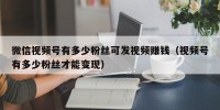 微信视频号有多少粉丝可发视频赚钱（视频号有多少粉丝才能变现）