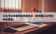 公众号从哪看粉丝数量多少（如何看公众号的粉丝数量）