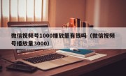微信视频号1000播放量有钱吗（微信视频号播放量3000）