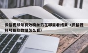 微信视频号有效粉丝后在哪里看结果（微信视频号粉丝数据怎么看）