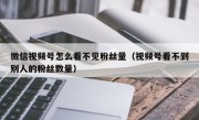 微信视频号怎么看不见粉丝量（视频号看不到别人的粉丝数量）