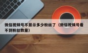 微信视频号不显示多少粉丝了（微信视频号看不到粉丝数量）