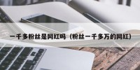 一千多粉丝是网红吗（粉丝一千多万的网红）