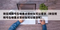 微信视频号在哪里点赞好友可以看到（微信视频号在哪里点赞好友可以看到呢）