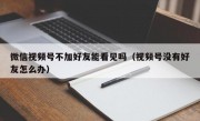 微信视频号不加好友能看见吗（视频号没有好友怎么办）