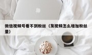 微信视频号看不到粉丝（发视频怎么增加粉丝量）