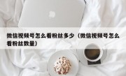微信视频号怎么看粉丝多少（微信视频号怎么看粉丝数量）