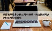 微信视频号多少粉丝可以赚钱（微信视频号多少粉丝可以赚钱呢）