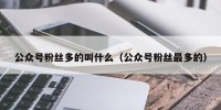 公众号粉丝多的叫什么（公众号粉丝最多的）