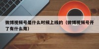 微博视频号是什么时候上线的（微博视频号开了有什么用）