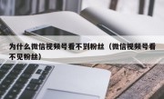 为什么微信视频号看不到粉丝（微信视频号看不见粉丝）