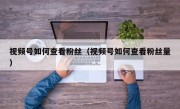 视频号如何查看粉丝（视频号如何查看粉丝量）
