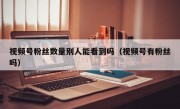 视频号粉丝数量别人能看到吗（视频号有粉丝吗）
