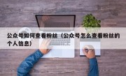 公众号如何查看粉丝（公众号怎么查看粉丝的个人信息）