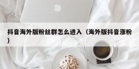抖音海外版粉丝群怎么进入（海外版抖音涨粉）