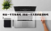 粉丝一千万有用吗（粉丝一千万真的能涨粉吗）